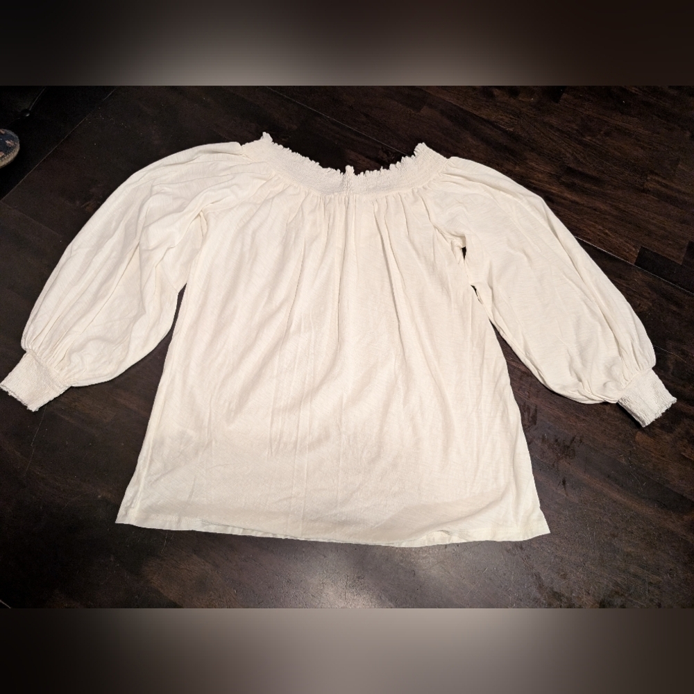 Nation LTD Off The Shoulder Puff Sleeve Blouse, Womens M, Cream - Picture 5 of 6